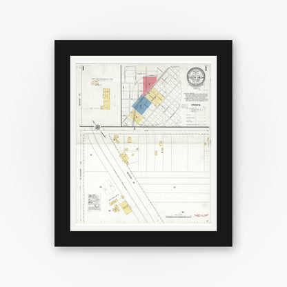 Old map wall art mockup — black gallery frame with white mat — Sanborn Fire Insurance Map from Costa Mesa, Orange County, California (1928) - Complete Map Set