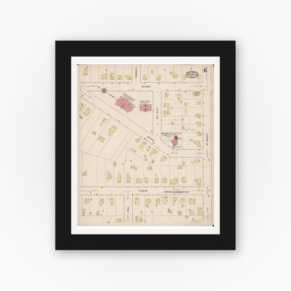Old map wall art mockup — black gallery frame with white mat — Sanborn Fire Insurance Map from Decatur, Van Buren County, Michigan (1922), Sheet #0006
