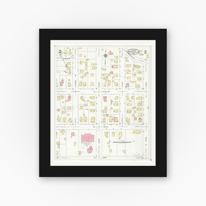 Old map wall art mockup — black gallery frame with white mat — Sanborn Fire Insurance Map from Northville, Wayne County, Michigan (1926), Sheet #0002