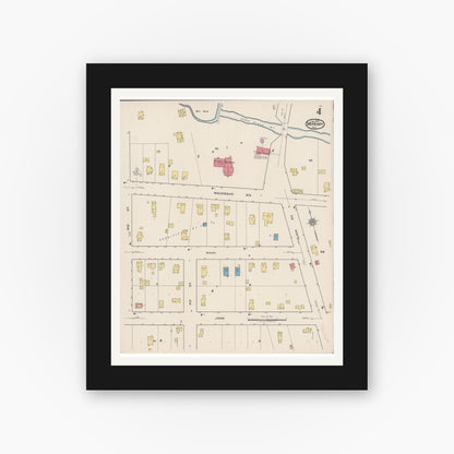 Old map wall art mockup — black gallery frame with white mat — Sanborn Fire Insurance Map from McHenry, McHenry County, Illinois (1922), Sheet #0004