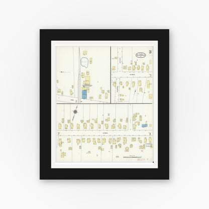 Old map wall art mockup — black gallery frame with white mat — Sanborn Fire Insurance Map from Williamson, Wayne County, New York (1911), Sheet #0003