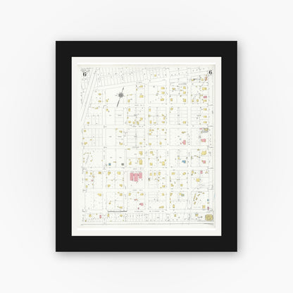 Old map wall art mockup — black gallery frame with white mat — Sanborn Fire Insurance Map from Alpine, Brewster County, Texas (1933), Sheet #0006