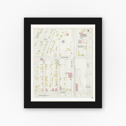 Old map wall art mockup — black gallery frame with white mat — Sanborn Fire Insurance Map from Latrobe, Westmoreland County, Pennsylvania (1892), Sheet #0003