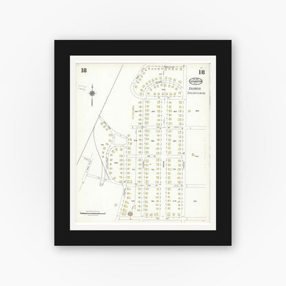 Old map wall art mockup — black gallery frame with white mat — Sanborn Fire Insurance Map from Lexington, Davidson County, North Carolina (1923), Sheet #0018