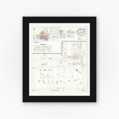 Old map wall art mockup — black gallery frame with white mat — Sanborn Fire Insurance Map from Edgeworth, Allegheny County, Pennsylvania (1938) - Complete Map Set