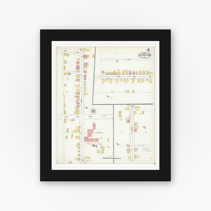 Old map wall art mockup — black gallery frame with white mat — Sanborn Fire Insurance Map from McSherrystown, Adams County, Pennsylvania (1904), Sheet #0004