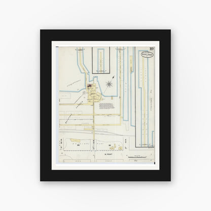 Old map wall art mockup — black gallery frame with white mat — Sanborn Fire Insurance Map from Ashland, Ashland County, Wisconsin (1890), Sheet #0019