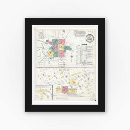 Old map wall art mockup — black gallery frame with white mat — Sanborn Fire Insurance Map from Clyde, Sandusky County, Ohio (1911) - Complete Map Set