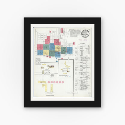 Old map wall art mockup — black gallery frame with white mat — Sanborn Fire Insurance Map from Murphysboro, Jackson County, Illinois (1909), Sheet #0001