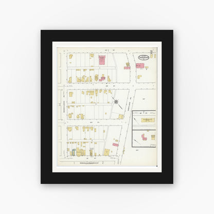 Old map wall art mockup — black gallery frame with white mat — Sanborn Fire Insurance Map from Shenandoah, Page County, Virginia (1917), Sheet #0002