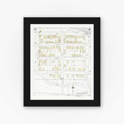 Old map wall art mockup — black gallery frame with white mat — Sanborn Fire Insurance Map from Crockett, Contra Costa County, California (1924), Sheet #0008