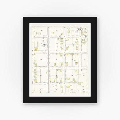 Old map wall art mockup — black gallery frame with white mat — Sanborn Fire Insurance Map from Arcata, Humboldt County, California (1908), Sheet #0007