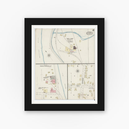 Old map wall art mockup — black gallery frame with white mat — Sanborn Fire Insurance Map from Sharon, Mercer County, Pennsylvania (1888), Sheet #0008
