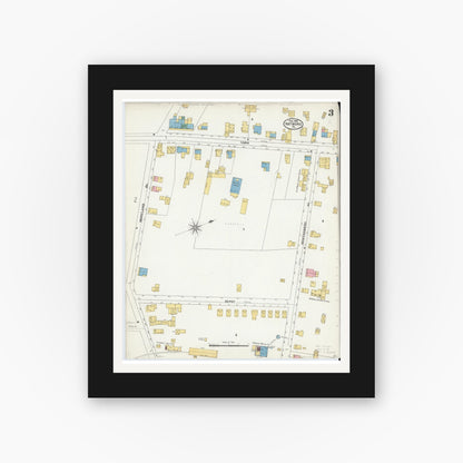 Old map wall art mockup — black gallery frame with white mat — Sanborn Fire Insurance Map from Hatboro, Montgomery County, Pennsylvania (1905), Sheet #0003