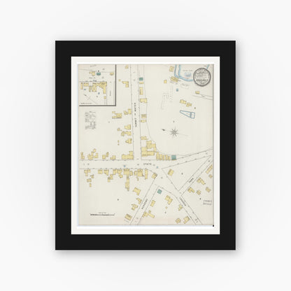 Old map wall art mockup — black gallery frame with white mat — Sanborn Fire Insurance Map from Prospect, Oneida County, New York (1894), Sheet #0001