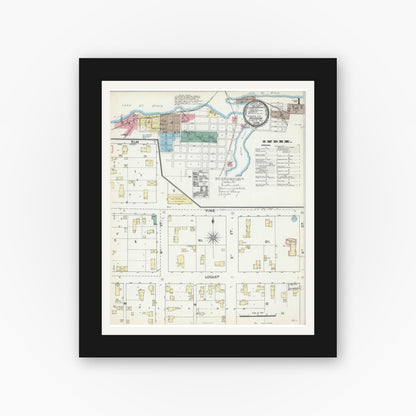 Old map wall art mockup — black gallery frame with white mat — Sanborn Fire Insurance Map from Hudson, St. Croix County, Wisconsin (1891) - Complete Map Set
