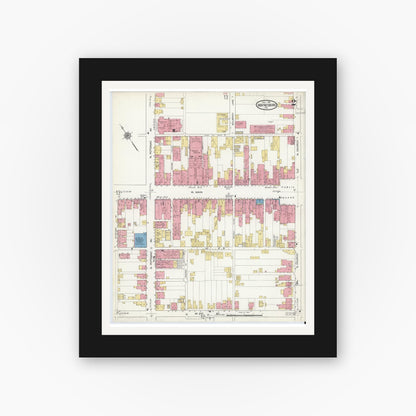 Old map wall art mockup — black gallery frame with white mat — Sanborn Fire Insurance Map from Waynesboro, Franklin County, Pennsylvania (1916), Sheet #0002