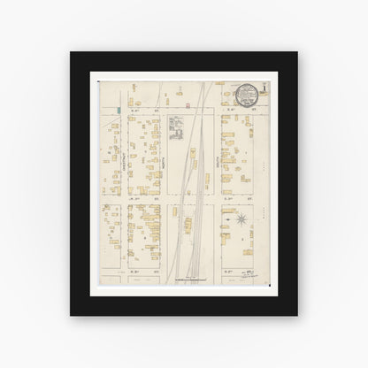 Old map wall art mockup — black gallery frame with white mat — Sanborn Fire Insurance Map from Carlton, Carlton County, Minnesota (1892) - Complete Map Set