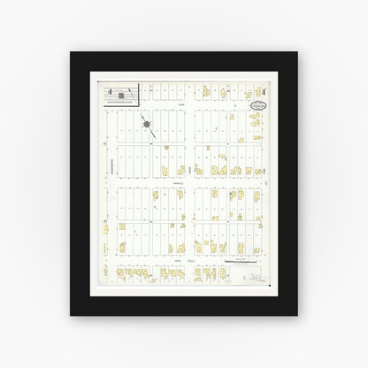 Old map wall art mockup — black gallery frame with white mat — Sanborn Fire Insurance Map from Deshler, Henry County, Ohio (1923), Sheet #0004