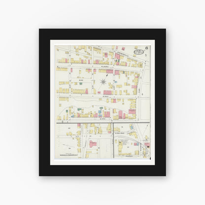Old map wall art mockup — black gallery frame with white mat — Sanborn Fire Insurance Map from Pottsville, Schuylkill County, Pennsylvania (1895), Sheet #0006