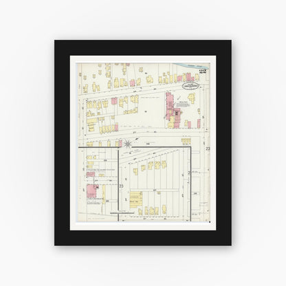 Old map wall art mockup — black gallery frame with white mat — Sanborn Fire Insurance Map from Lansingburg, Rensselaer County, New York (1897), Sheet #0022