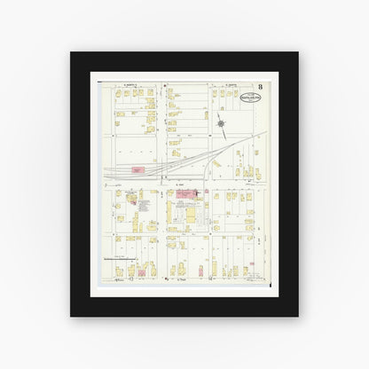 Old map wall art mockup — black gallery frame with white mat — Sanborn Fire Insurance Map from New Philadelphia, Tuscarawas County, Ohio (1910), Sheet #0008