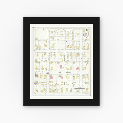 Old map wall art mockup — black gallery frame with white mat — Sanborn Fire Insurance Map from Ottawa, Putnam County, Ohio (1911), Sheet #0007
