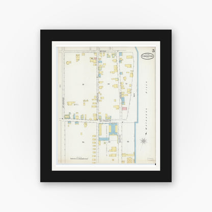 Old map wall art mockup — black gallery frame with white mat — Sanborn Fire Insurance Map from Saint Augustine, Saint John's County, Florida (1893), Sheet #0005