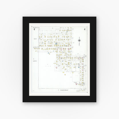 Old map wall art mockup — black gallery frame with white mat — Sanborn Fire Insurance Map from West Alexandria, Preble County, Ohio (1951), Sheet #0004