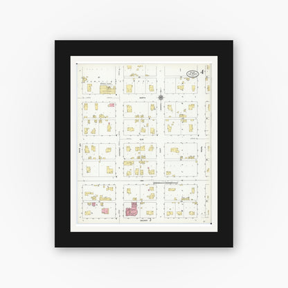Old map wall art mockup — black gallery frame with white mat — Sanborn Fire Insurance Map from Leroy, McLean County, Illinois (1911), Sheet #0004