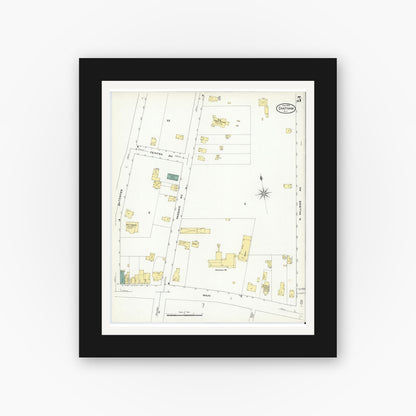 Old map wall art mockup — black gallery frame with white mat — Sanborn Fire Insurance Map from Chatham, Morris County, New Jersey (1909), Sheet #0005
