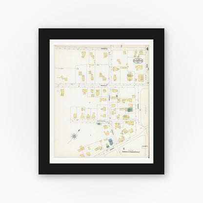 Old map wall art mockup — black gallery frame with white mat — Sanborn Fire Insurance Map from Foxboro, Norfolk County, Massachusetts (1903), Sheet #0004