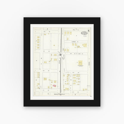 Old map wall art mockup — black gallery frame with white mat — Sanborn Fire Insurance Map from Corpus Christi, Nueces County, Texas (1914), Sheet #0004