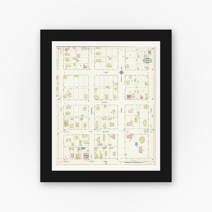 Old map wall art mockup — black gallery frame with white mat — Sanborn Fire Insurance Map from Horicon, Dodge County, Wisconsin (1913), Sheet #0003