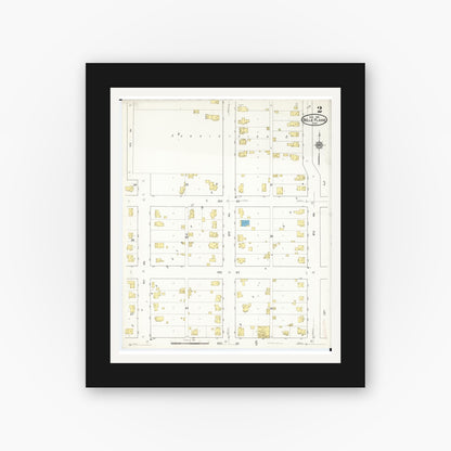 Old map wall art mockup — black gallery frame with white mat — Sanborn Fire Insurance Map from Belle Plaine, Benton County, Iowa (1916), Sheet #0002