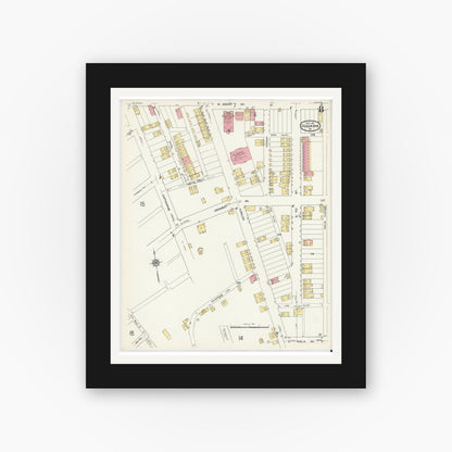 Old map wall art mockup — black gallery frame with white mat — Sanborn Fire Insurance Map from Duquesne, Allegheny County, Pennsylvania (1911), Sheet #0008