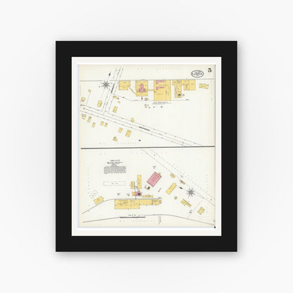 Old map wall art mockup — black gallery frame with white mat — Sanborn Fire Insurance Map from Eldred, McKean County, Pennsylvania (1904), Sheet #0005