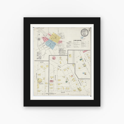 Old map wall art mockup — black gallery frame with white mat — Sanborn Fire Insurance Map from Anna, Union County, Illinois (1894), Sheet #0001