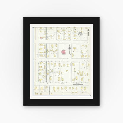 Old map wall art mockup — black gallery frame with white mat — Sanborn Fire Insurance Map from Weston, Wood County, Ohio (1910), Sheet #0003