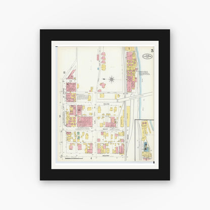 Old map wall art mockup — black gallery frame with white mat — Sanborn Fire Insurance Map from East Liverpool, Columbiana County, Ohio (1903), Sheet #0005