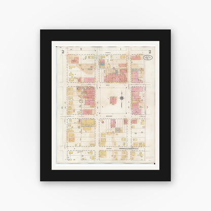Old map wall art mockup — black gallery frame with white mat — Sanborn Fire Insurance Map from Hayti, Pemiscot County, Missouri (1944), Sheet #0002