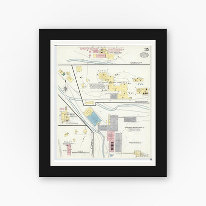 Old map wall art mockup — black gallery frame with white mat — Sanborn Fire Insurance Map from Ironton, Lawrence County, Ohio (1909), Sheet #0035