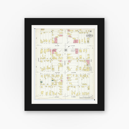 Old map wall art mockup — black gallery frame with white mat — Sanborn Fire Insurance Map from Canal Dover, Tuscarawas County, Ohio (1907), Sheet #0004