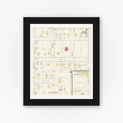 Old map wall art mockup — black gallery frame with white mat — Sanborn Fire Insurance Map from El Paso, Woodford County, Illinois (1922), Sheet #0008