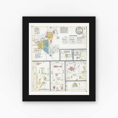 Old map wall art mockup — black gallery frame with white mat — Sanborn Fire Insurance Map from Pinckneyville, Perry County, Illinois (1900) - Complete Map Set