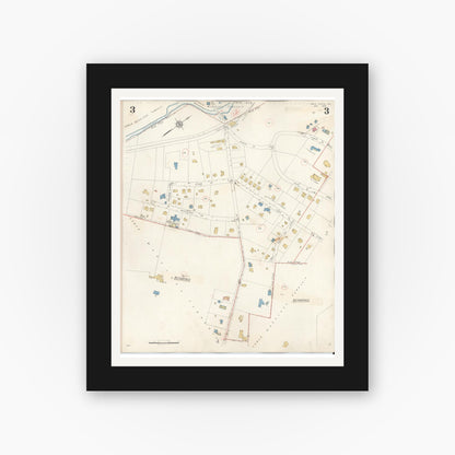 Old map wall art mockup — black gallery frame with white mat — Sanborn Fire Insurance Map from Bryn Athyn, Montgomery County, Pennsylvania (1941), Sheet #0003