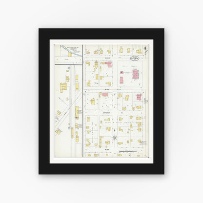 Old map wall art mockup — black gallery frame with white mat — Sanborn Fire Insurance Map from Sparta, Monroe County, Wisconsin (1900), Sheet #0004