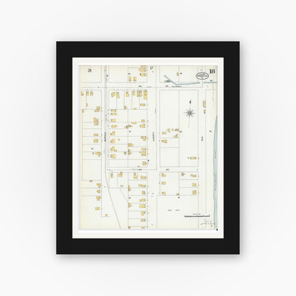 Old map wall art mockup — black gallery frame with white mat — Sanborn Fire Insurance Map from Franklin, Venango County, Pennsylvania (1906), Sheet #0018