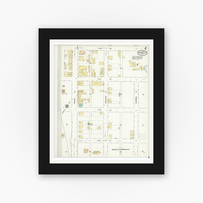 Old map wall art mockup — black gallery frame with white mat — Sanborn Fire Insurance Map from Spangler, Cambria County, Pennsylvania (1910), Sheet #0004