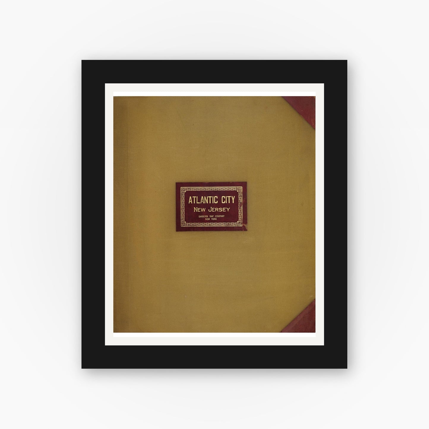 Old map wall art mockup — black gallery frame with white mat — Sanborn Fire Insurance Map from Atlantic City, Atlantic County, New Jersey (1949), Sheet #0001
